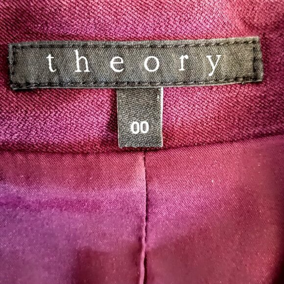 Theory Wine Cotton Open Blazer - Picture 3 of 5